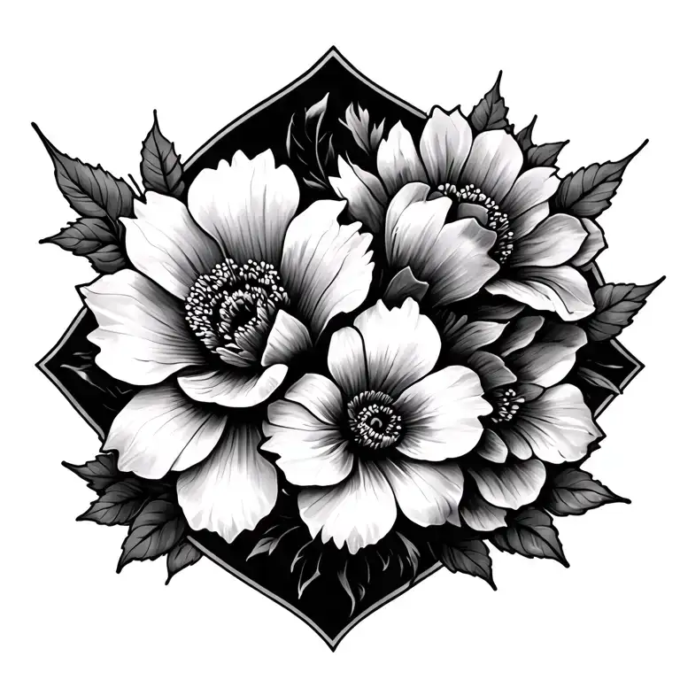 Down The Spine Tattoo With Flowers