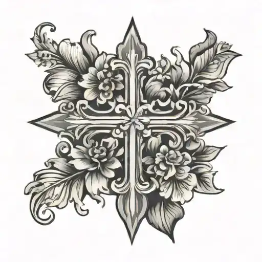 Simple Cross With Floral Background