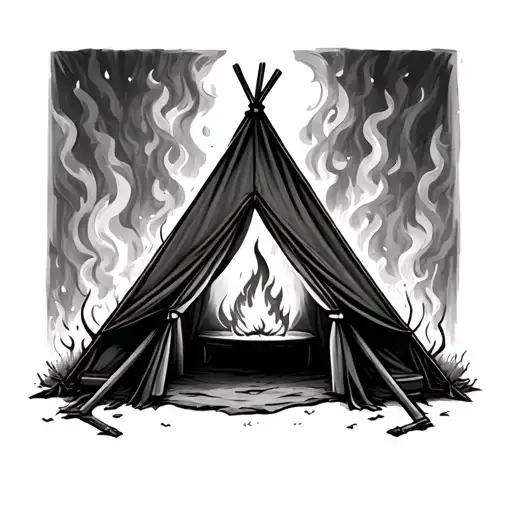 Tent With Fire Inside