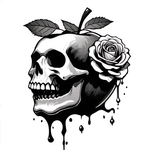 Poisoned Apple That Looks Like A Skull With A Rose Coming Out From The Apple