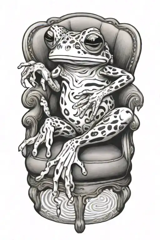 Abstract Design Featuring Coqui Frog Sitting In A Chair