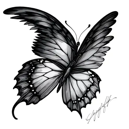 Half Angel Wing Half Butterfly Wing With Imprint