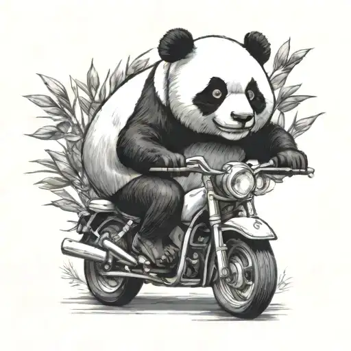 Fubao Panda Riding A Motorbike