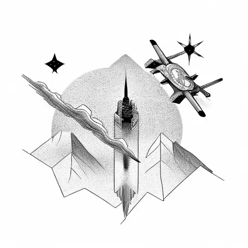 North Star In The Sky Over Mountains