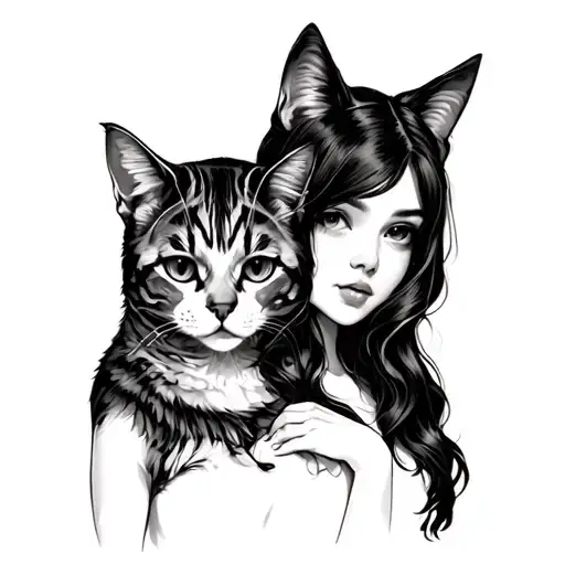 Cat And Girl