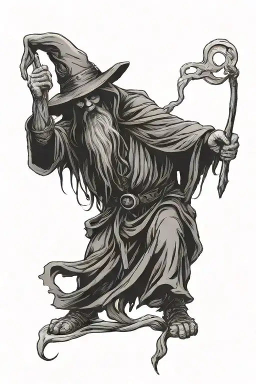 Hatless Evil Fantasy Wizard Casting A Spell