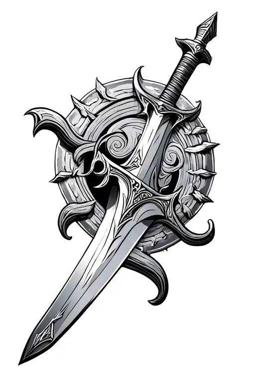 Crusader Sword Cyber Sigilism Design Spine