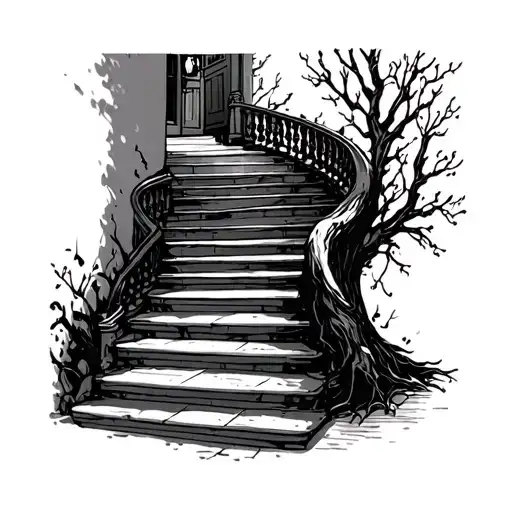 Stairs And Tree Branch
