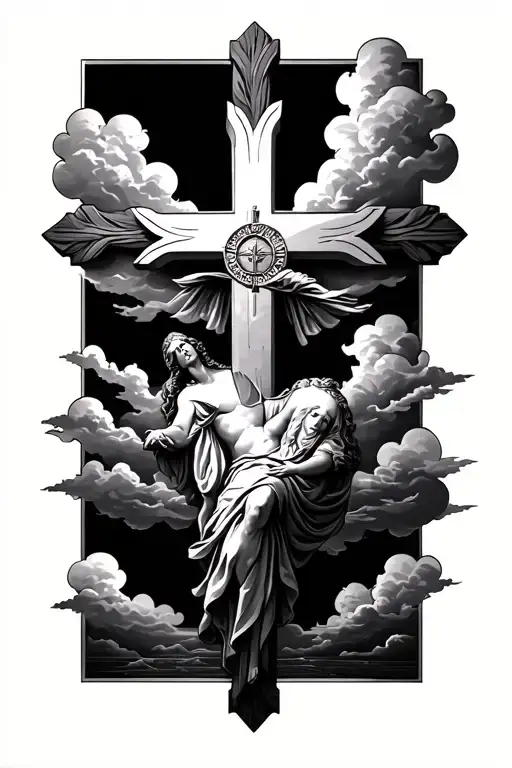 Christian And Religious With Cross And Clouds Etc