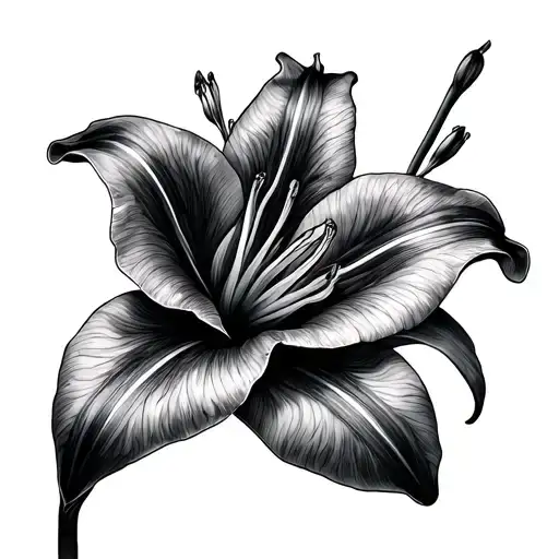Lily Flower Fine Line Drawing