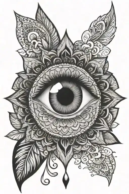 Eye And Mandala Long Fine Line
