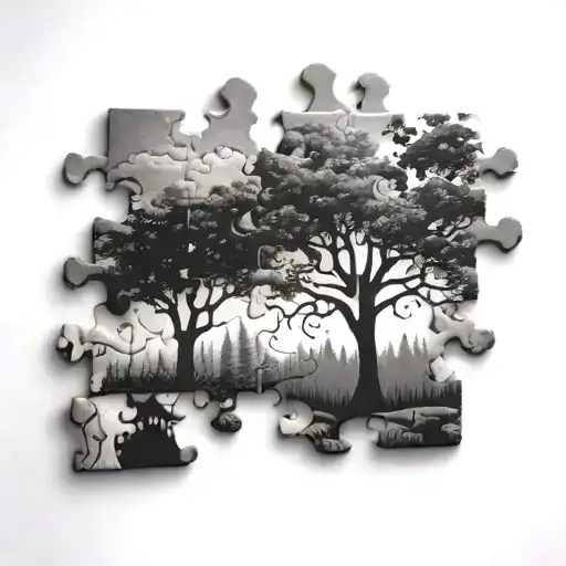 Puzzles Covered With Tree