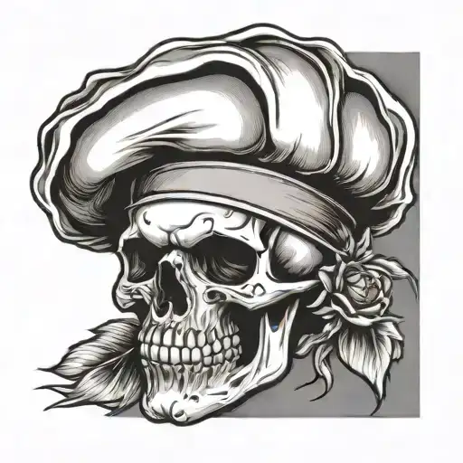 A Chef's Hat With A Skull Design Incorporated Into It
