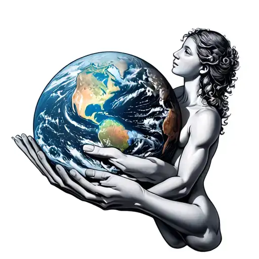 Gaia Holding Earth While Atlas Holding The Earth