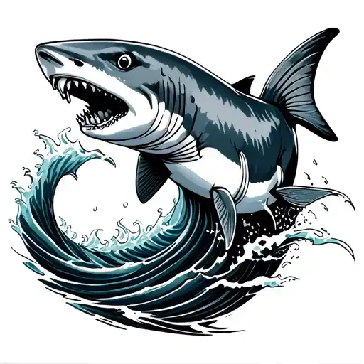 Wave Shaped Fish With A Shark That