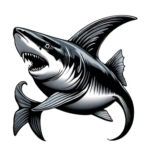 Wave Shaped Fish With A Shark Representing A
