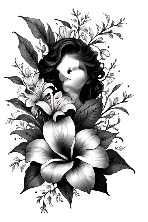 Floral Wrap Around Lily Flowers And Hibiscus Flowers