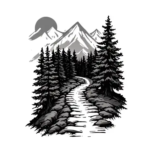 Hiking Trail Leading Into A Forest Scene