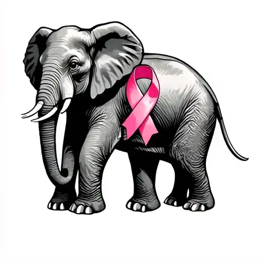 Elephant And Cancer Ribbon