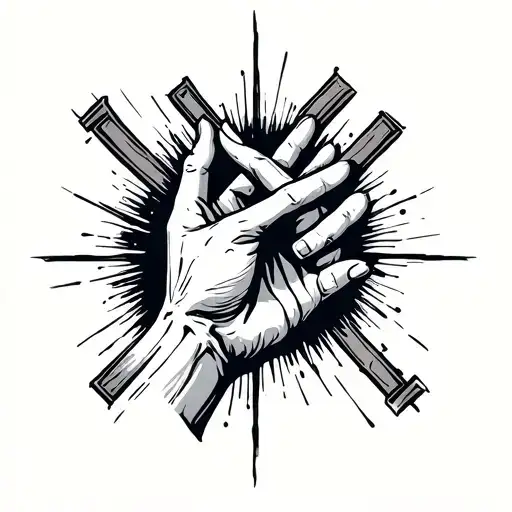 Line Bracket With Hand Holding Onto It Being Held Together By Faith