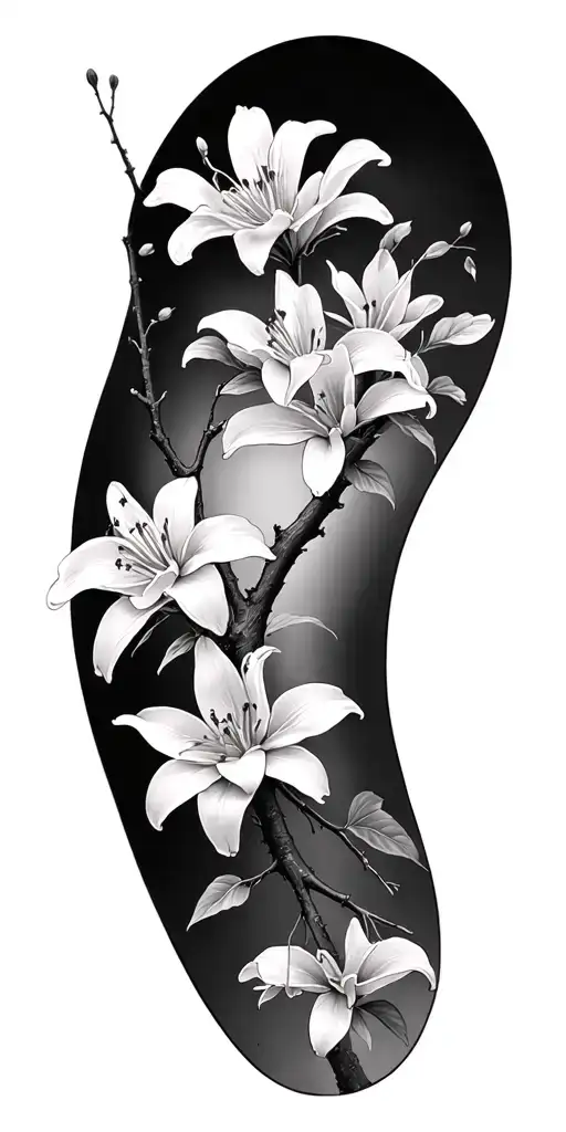 Cherry Blossom Tree With Lilly Flower