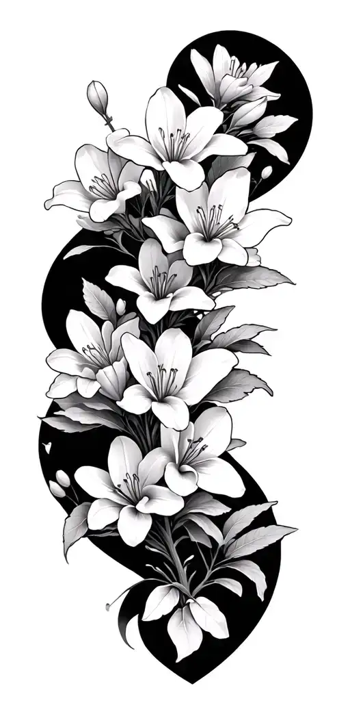 Cherry Blossom Tree With Lilly Flower Bouquet