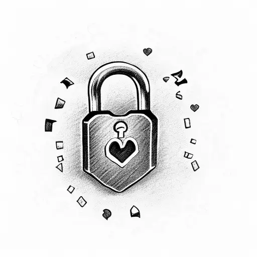 Padlock And Heart With Fire