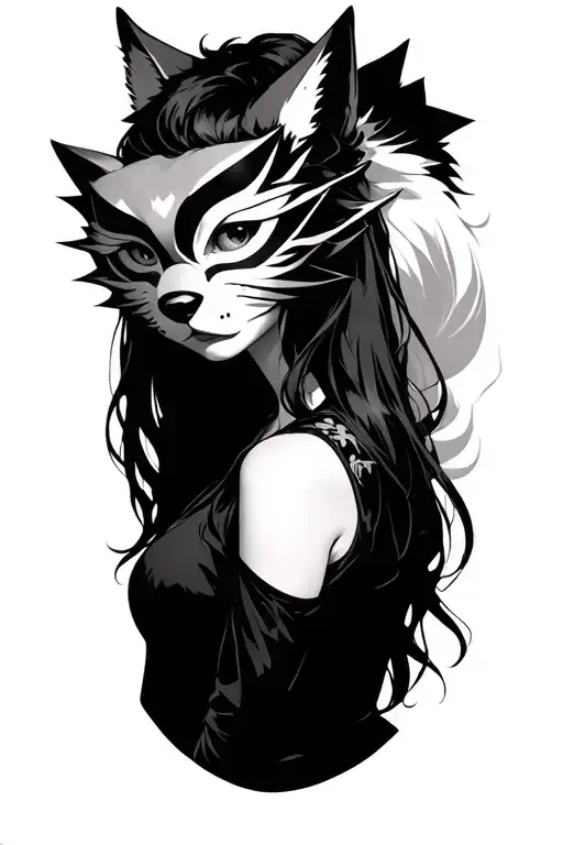 Girl With A Kitsune Mask