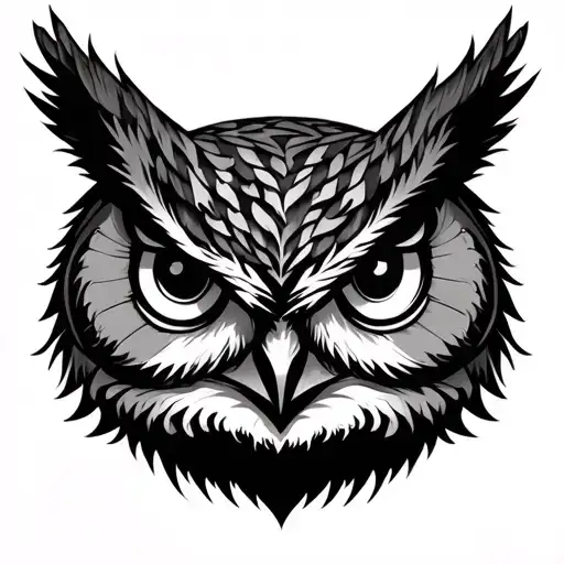 Owl Head With Trees Below