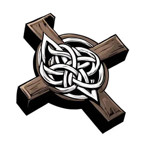 Celtic Trinity Knot In Crucifix Intertwined