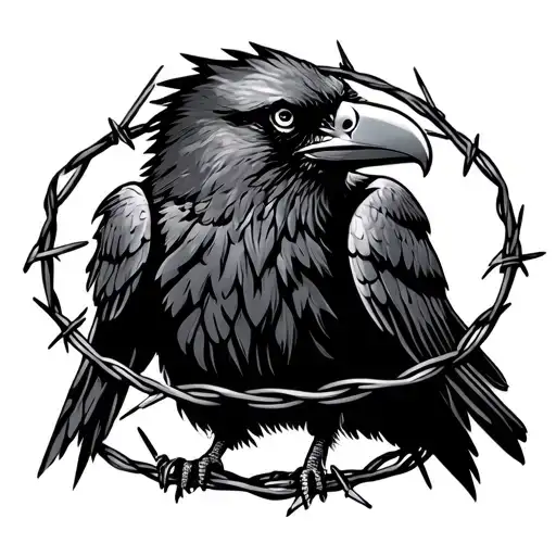 Viking Crow Wrapped In Barbed Wire