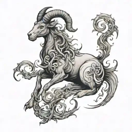 A Mystical And Ethereal Depiction Of A Capricorn Sea Goat