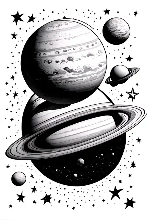 The Solar System Planets Aligned With A Simple Starry Background