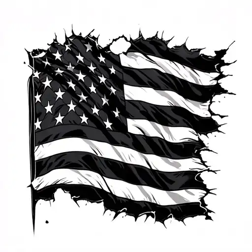 Black Ripped American Flag