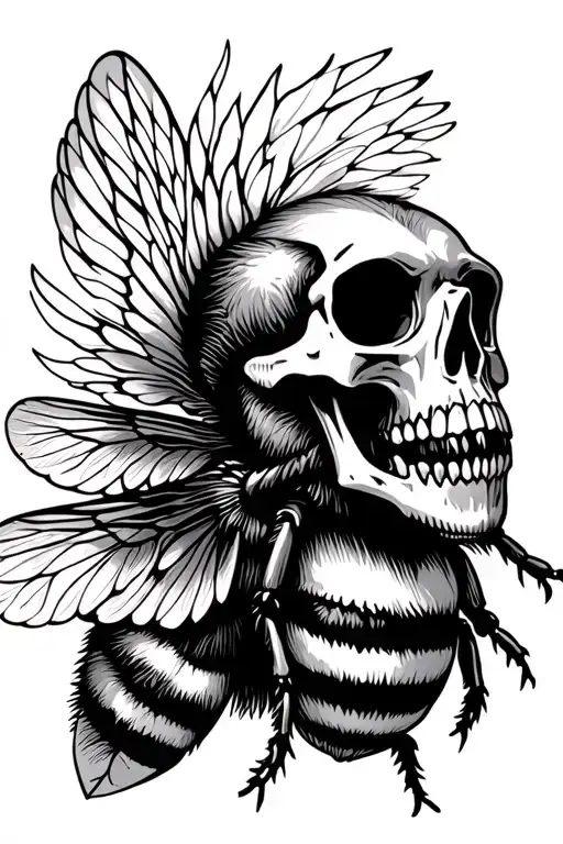 Skull Bee Flying