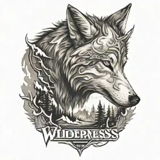 Black And White Wilderness Wolf Featuring The Letters Iii