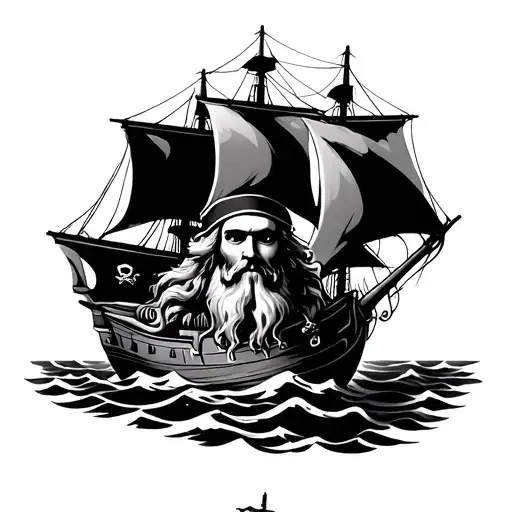 Pirate King With Ship In The Background