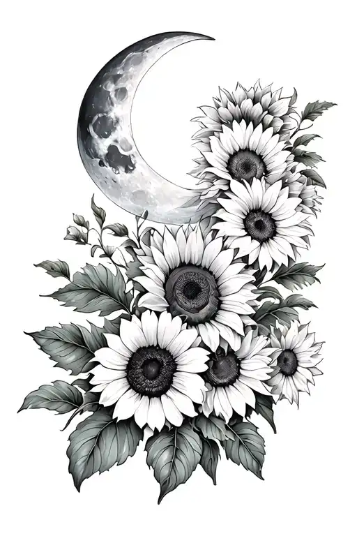 Moon With Sunflowers And Pansys
