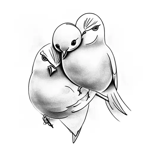 Doves In Love Cuddling