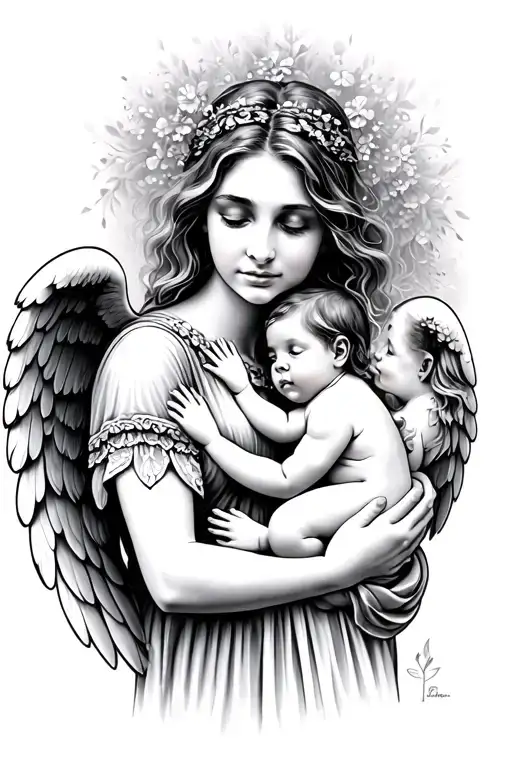 A Young Mom Hugging Her Angel Baby She Lost Through Abortion