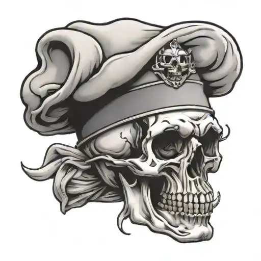 A Chef's Hat With A Skull Design Incorporated Into It