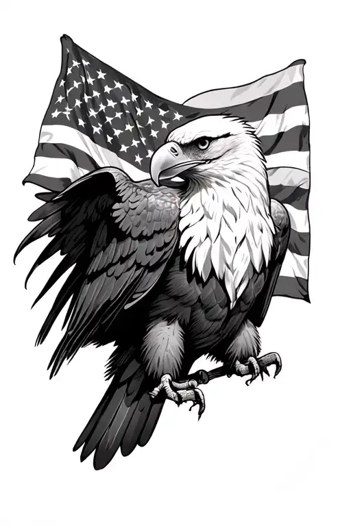 Eagle And American Flag