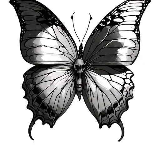 Half Skull Half Butterfly