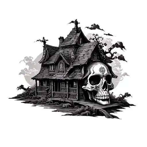 Skull With Sanke Story House