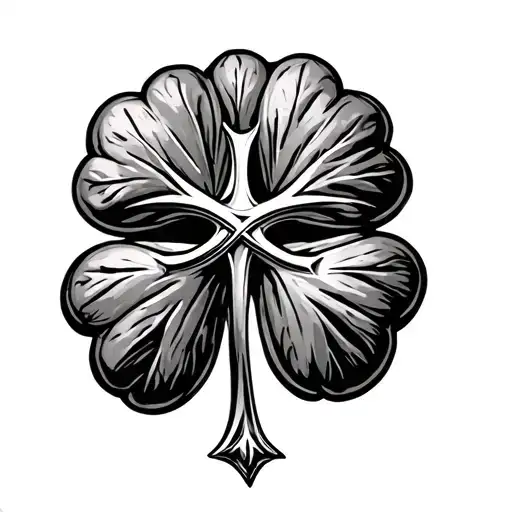 Three Leaf Clover With Iron Cross In The Center Of The Leaves