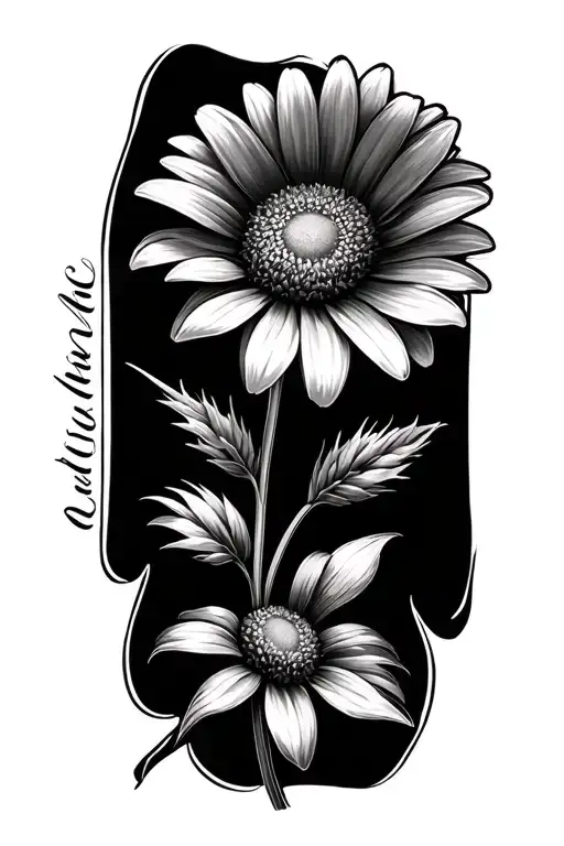 Daisy Flower With Maelyn In Cursive Stem