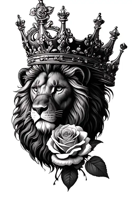 Lion Crown And Rose With 4 Birthdays