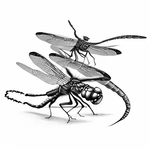 Two Girls Riding A Dragonfly