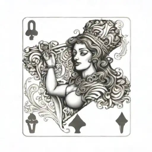 Queen Of Spades Playing Card Where The Queens Are Greek Marble Statues