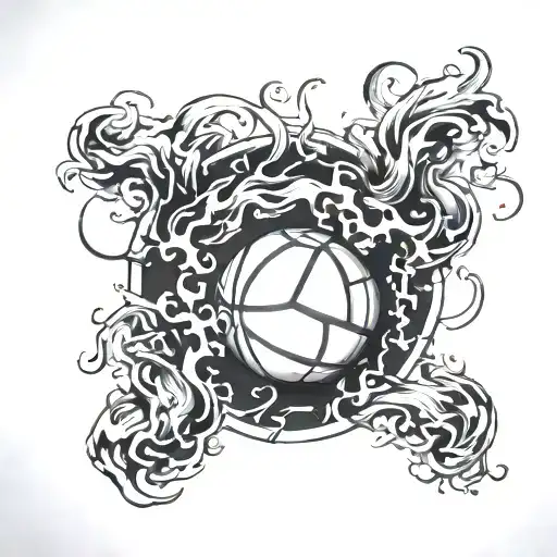 Fire And Smoke Puzzle Pieces That Turns Into A Basketball